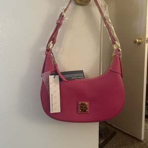 Dooney & Bourke Lucca Pebble Leather Small Shoulder Bag Fuchsia